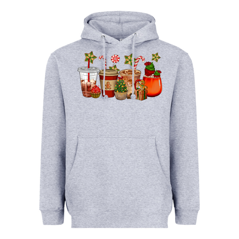 Christmas Cup Cakes Coffee Cups Heavyweight Hoodie by CowGirlArtShop | Teevron