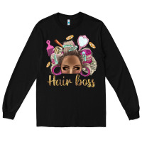 Black Hair Boss Afro Messy Bun With Money Bbs Long Sleeve Tee - BundleAndBundleShop