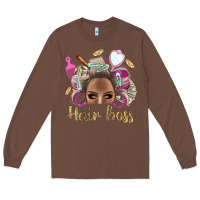 Chestnut Hair Boss Afro Messy Bun With Money Bbs Long Sleeve Tee - BundleAndBundleShop