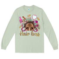 Matcha Hair Boss Afro Messy Bun With Money Bbs Long Sleeve Tee - BundleAndBundleShop