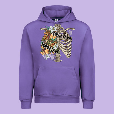 Inhale Peace Exhale Chaos Chest Urban Hoodie Designed By Fadigitalartstudio