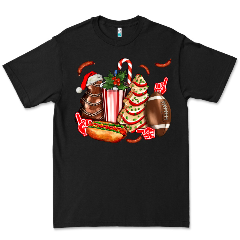 Christmas Tree Cake American Football  Ball And Hot Dogs Ado Premium Tee by AdoDesignShop | Teevron