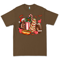 Cacao Christmas tree cake American football  ball and hot dogs ado Premium Tee - AdoDesignShop