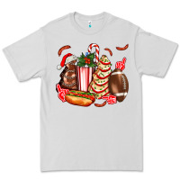 Dove Grey Christmas tree cake American football  ball and hot dogs ado Premium Tee - AdoDesignShop