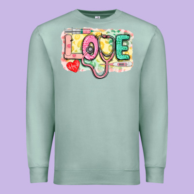 Love Nursing Leopard Premium Sweatshirt Designed By Cowgirlartshop