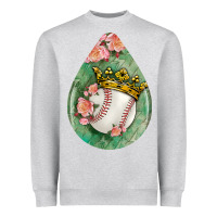 Heather Grey baseball and western roses teardrop  6 Heavyweight Sweatshirt - BundleAndBundleShop