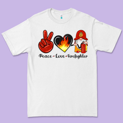 Peace Love Firefighter Premium Tee Designed By Artiststas