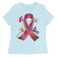 Baby Blue Cancer Ribbon Stethoscope Daisy Butterfly Ladies Tee - Artiststas