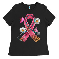 Black Cancer Ribbon Stethoscope Daisy Butterfly Ladies Tee - Artiststas