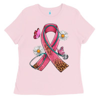 Bubblegum Pink Cancer Ribbon Stethoscope Daisy Butterfly Ladies Tee - Artiststas