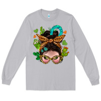 Moon Dust Western  Messy Bun With Cactus Long Sleeve Tee - BundleAndBundleShop