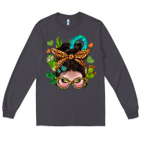 Smoke Western  Messy Bun With Cactus Long Sleeve Tee - BundleAndBundleShop