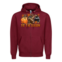 Burgundy Tis' the season Football black helmet Zipper Hoodie - NancyCooperArtShop