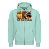 Seafoam Tis' the season Football black helmet Zipper Hoodie - NancyCooperArtShop