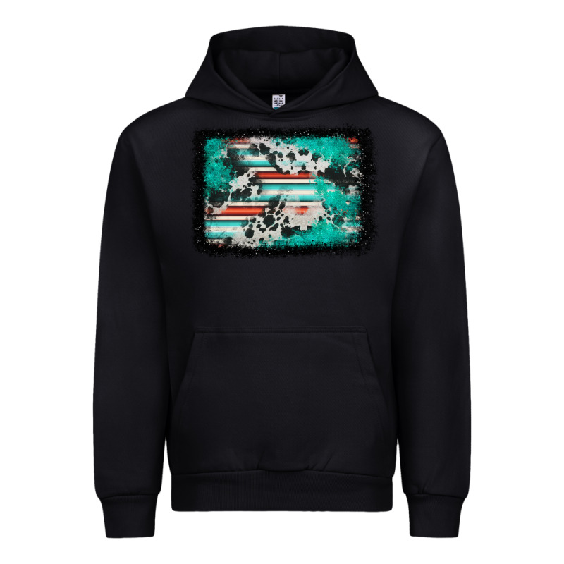 Western Serape Cowhide Turquoise Glitter Urban Hoodie by FaDigitalArtStudio | Teevron