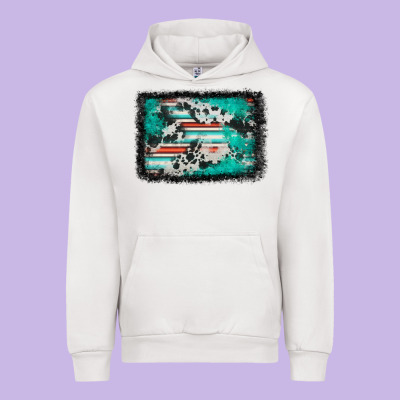 Western Serape Cowhide Turquoise Glitter Urban Hoodie Designed By Fadigitalartstudio