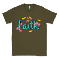 Army Green faith with flower and butterfly Classic Tee - NancyCooperArtShop
