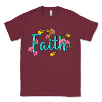Burgundy faith with flower and butterfly Classic Tee - NancyCooperArtShop