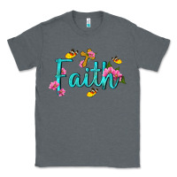 Charcoal Heather faith with flower and butterfly Classic Tee - NancyCooperArtShop
