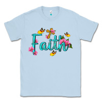 Dusty Blue faith with flower and butterfly Classic Tee - NancyCooperArtShop