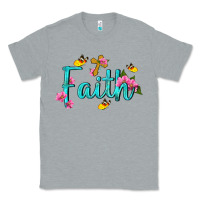 Heather Grey faith with flower and butterfly Classic Tee - NancyCooperArtShop