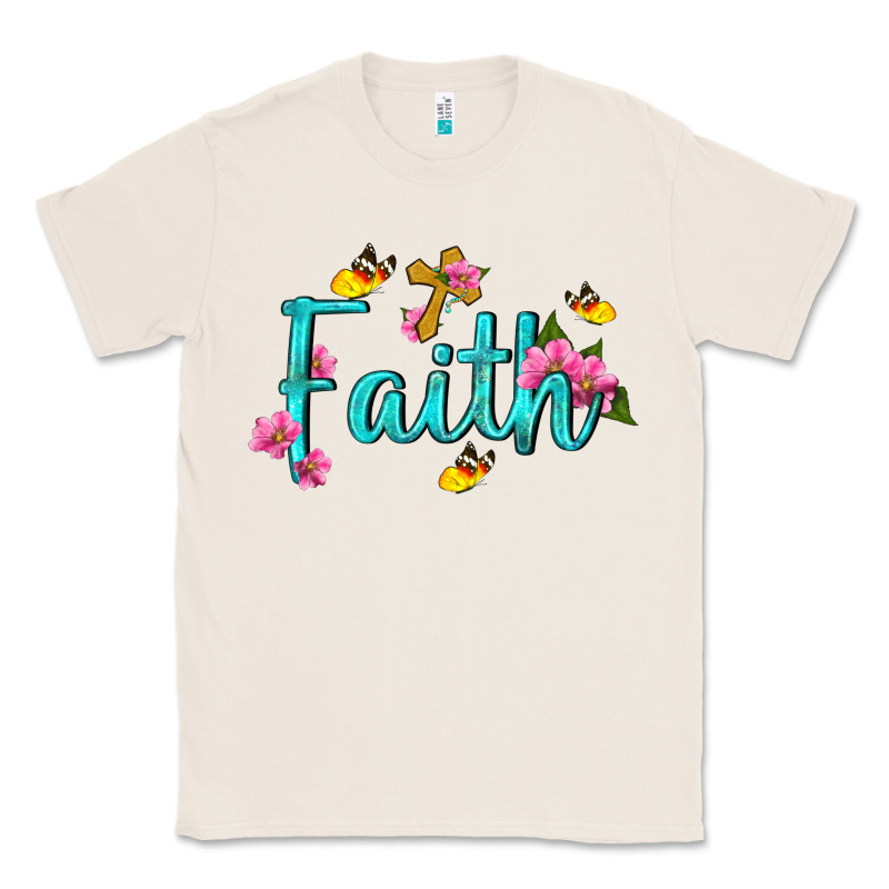 Faith With Flower And Butterfly Classic Tee by NancyCooperArtShop | Teevron
