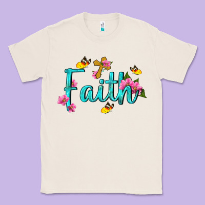 Faith With Flower And Butterfly Classic Tee Designed By Nancycooperartshop