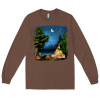 Chestnut Night Glamping Camp With Wine Long Sleeve Tee - BundleAndBundleShop