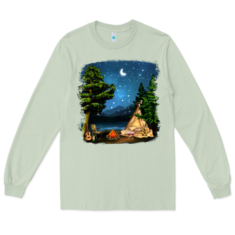 Night Glamping Camp With Wine Long Sleeve Tee by BundleAndBundleShop | Teevron