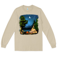 Mushroom Night Glamping Camp With Wine Long Sleeve Tee - BundleAndBundleShop
