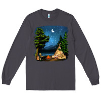 Smoke Night Glamping Camp With Wine Long Sleeve Tee - BundleAndBundleShop