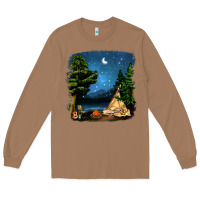 Toasted Coconut Night Glamping Camp With Wine Long Sleeve Tee - BundleAndBundleShop