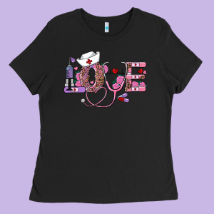 Valentines Day Nurse Love Ladies Tee Designed By Ranaportraitstore