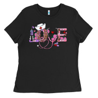 Black valentines day nurse love Ladies Tee - RanaPortraitStore