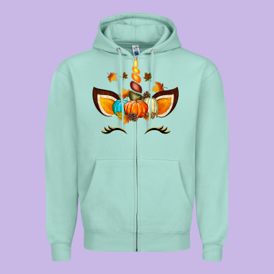 Unicorn Fall Zipper Hoodie Designed By Texasbilliewilder