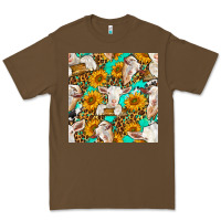 Cacao sunflowers and goat western seamless pattern Premium Tee - BundleAndBundleShop