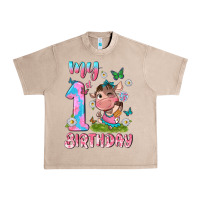 French Oak my 1 st birthday with little cute cow Urban Heavy Tee - NancyCooperArtShop
