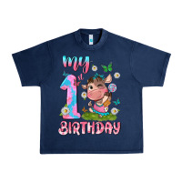 Navy my 1 st birthday with little cute cow Urban Heavy Tee - NancyCooperArtShop