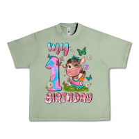 Oil Green my 1 st birthday with little cute cow Urban Heavy Tee - NancyCooperArtShop