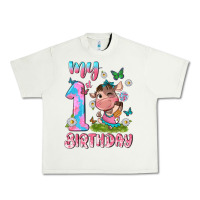 Pistachio my 1 st birthday with little cute cow Urban Heavy Tee - NancyCooperArtShop