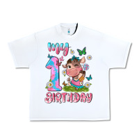 White my 1 st birthday with little cute cow Urban Heavy Tee - NancyCooperArtShop