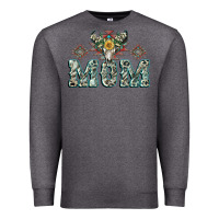 Charcoal Heather Mom with Cow skull Mother's Day Premium Sweatshirt - CowGirlArtShop