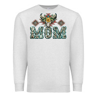 Oatmeal Heather Mom with Cow skull Mother's Day Premium Sweatshirt - CowGirlArtShop