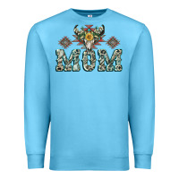Ocean Blue Mom with Cow skull Mother's Day Premium Sweatshirt - CowGirlArtShop