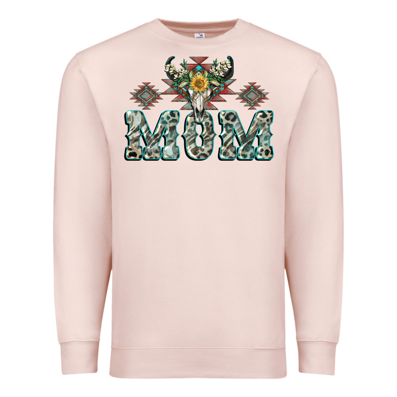 Mom With Cow Skull Mother's Day Premium Sweatshirt by CowGirlArtShop | Teevron