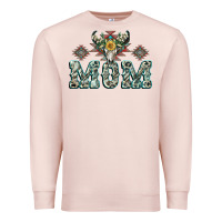Pale Pink Mom with Cow skull Mother's Day Premium Sweatshirt - CowGirlArtShop