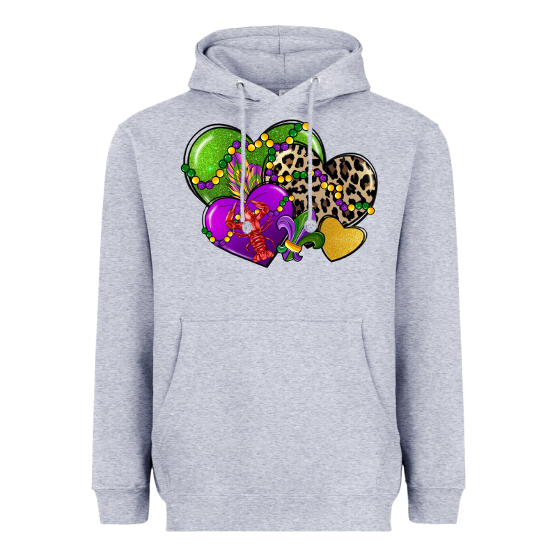Mardi Gras Hearts Heavyweight Hoodie by CowGirlArtShop | Teevron