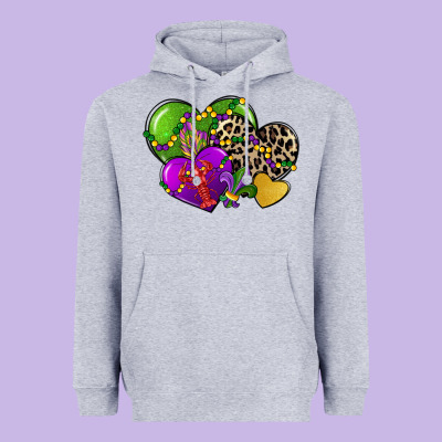 Mardi Gras Hearts Heavyweight Hoodie Designed By Cowgirlartshop