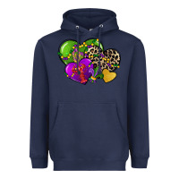 Navy mardi gras hearts Heavyweight Hoodie - CowGirlArtShop