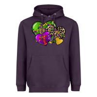 Plum mardi gras hearts Heavyweight Hoodie - CowGirlArtShop